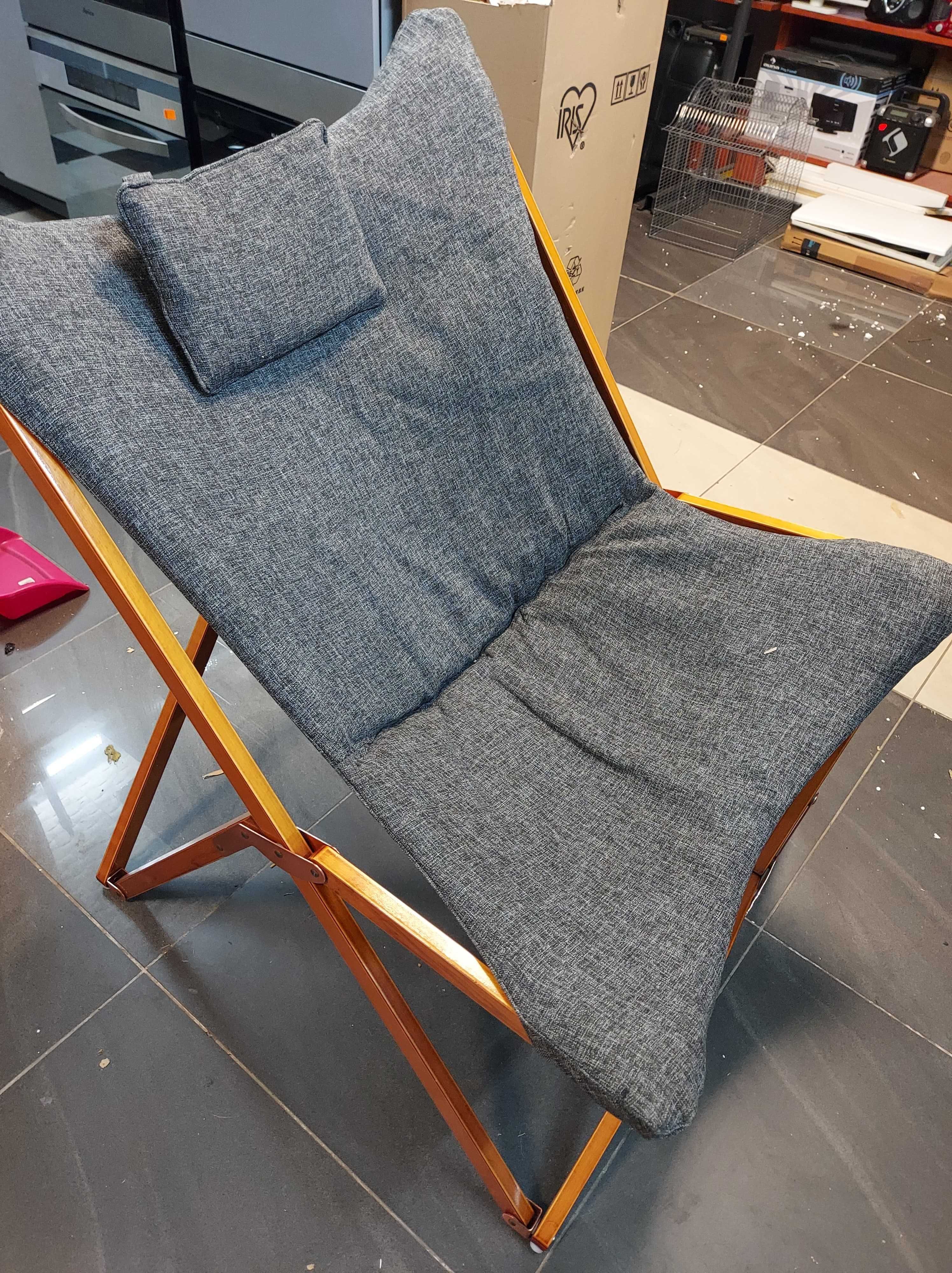 Fotel krzesło składane w stylu retro szary