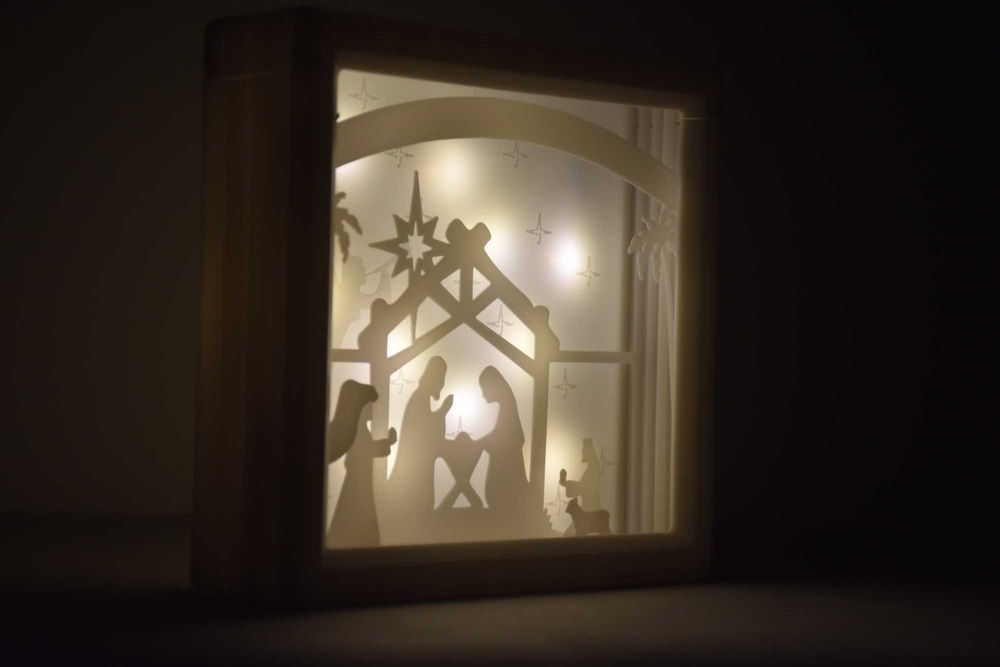 Caixa de luz de Natal de presépios com Jesus, com RGB ou cor branca