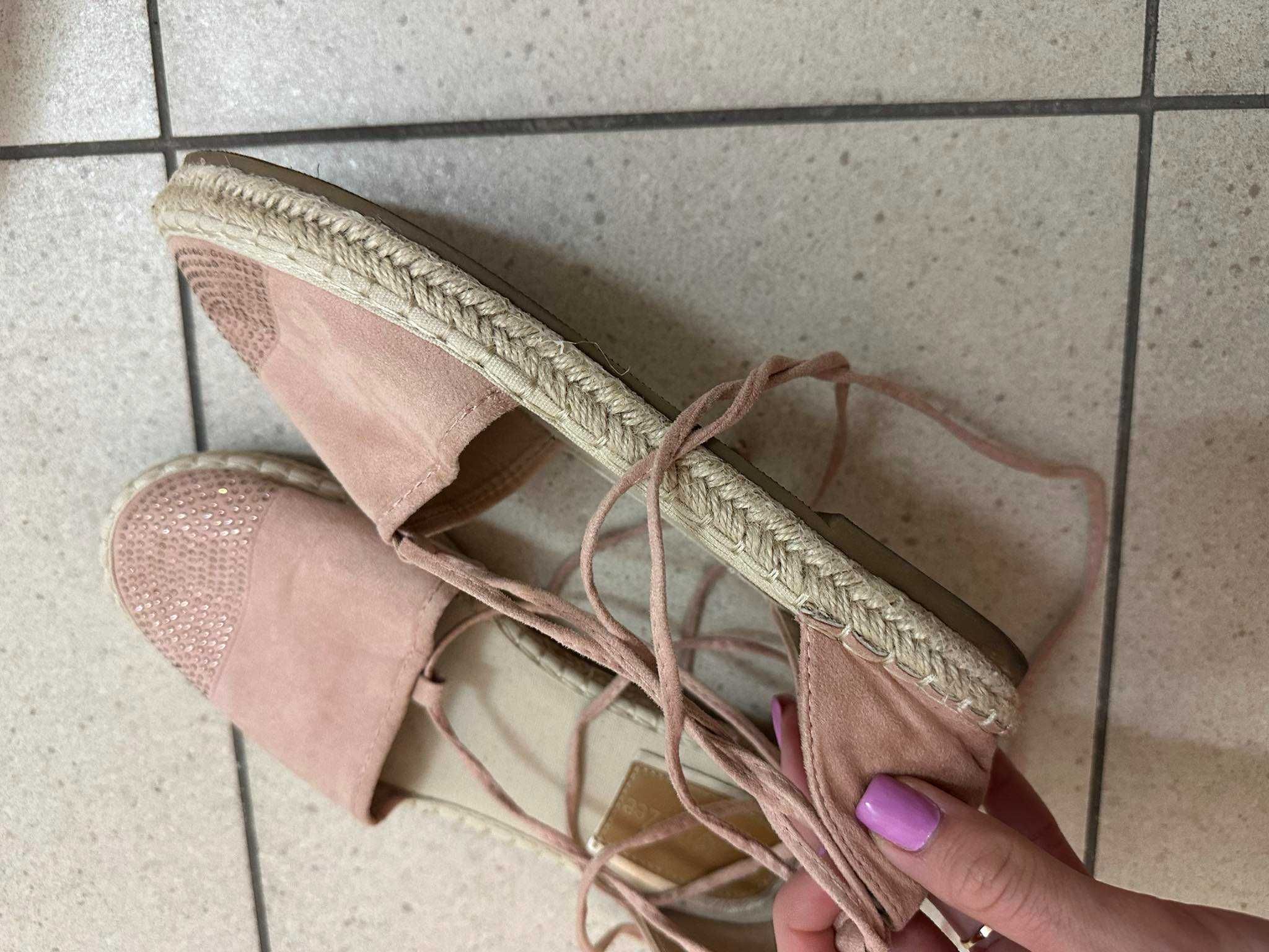 Espadryle różowe obuwie letnie wiązane 39 deeze ccc zara