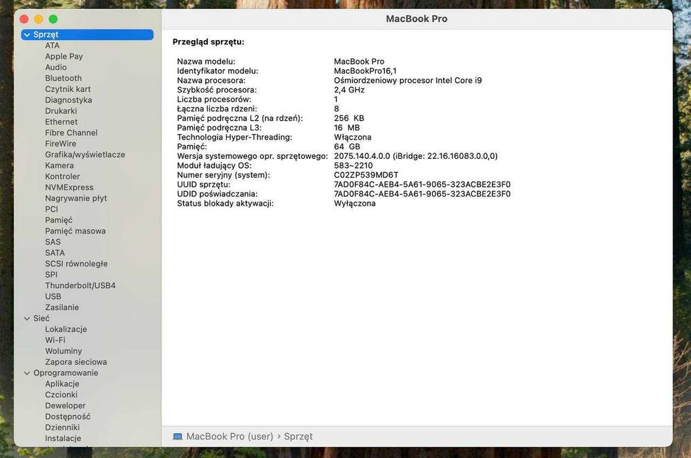 MacBook Pro 16" (2019) – Intel Core i9, 64 GB RAM