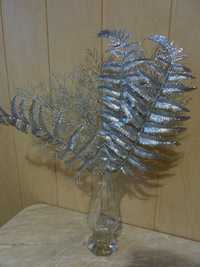 Zestaw gałązka dekoracyjna zima srebro brokat 7szt