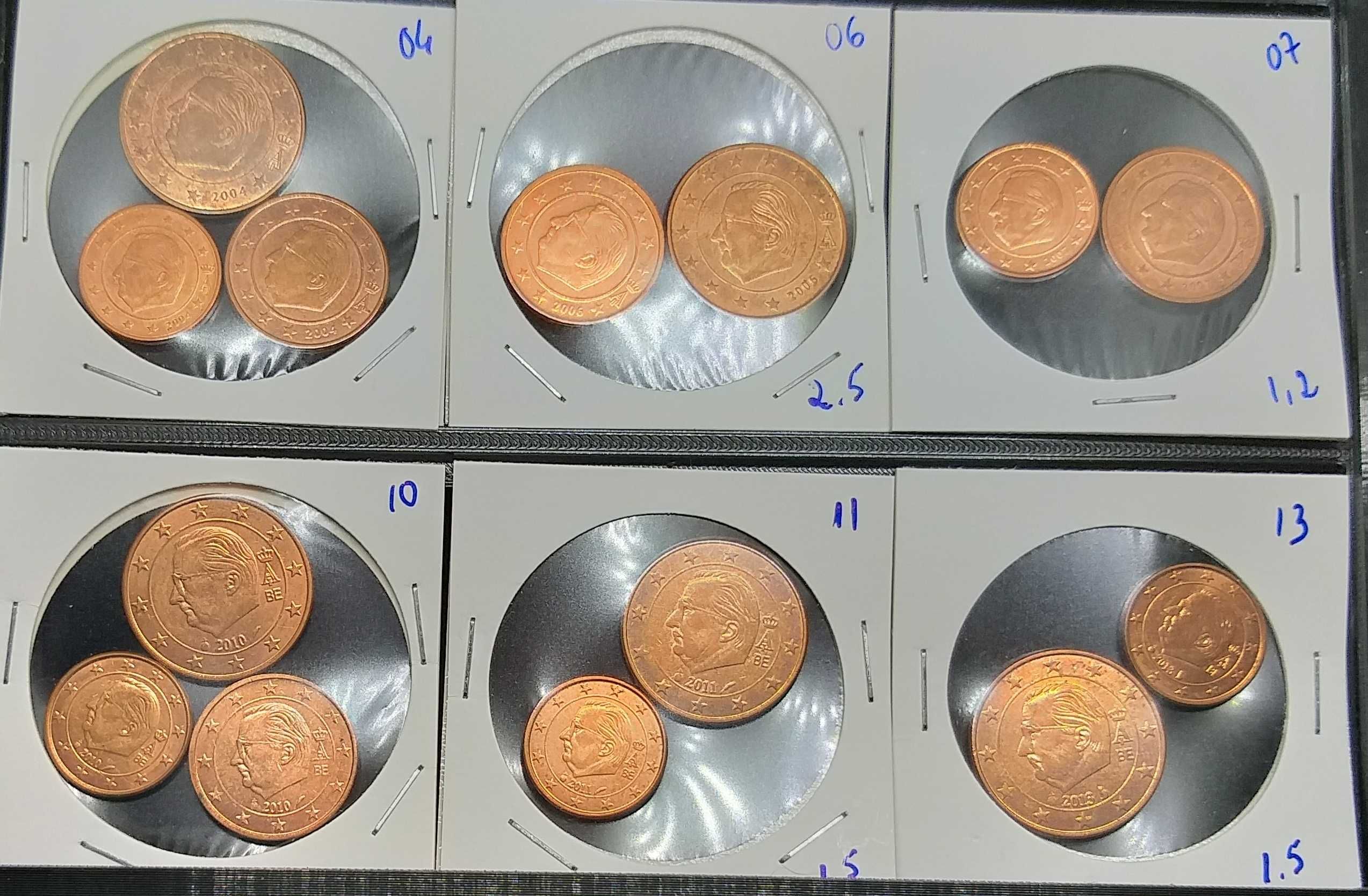 Lotes de moedas de 1,2e5 cêntimos de vários países