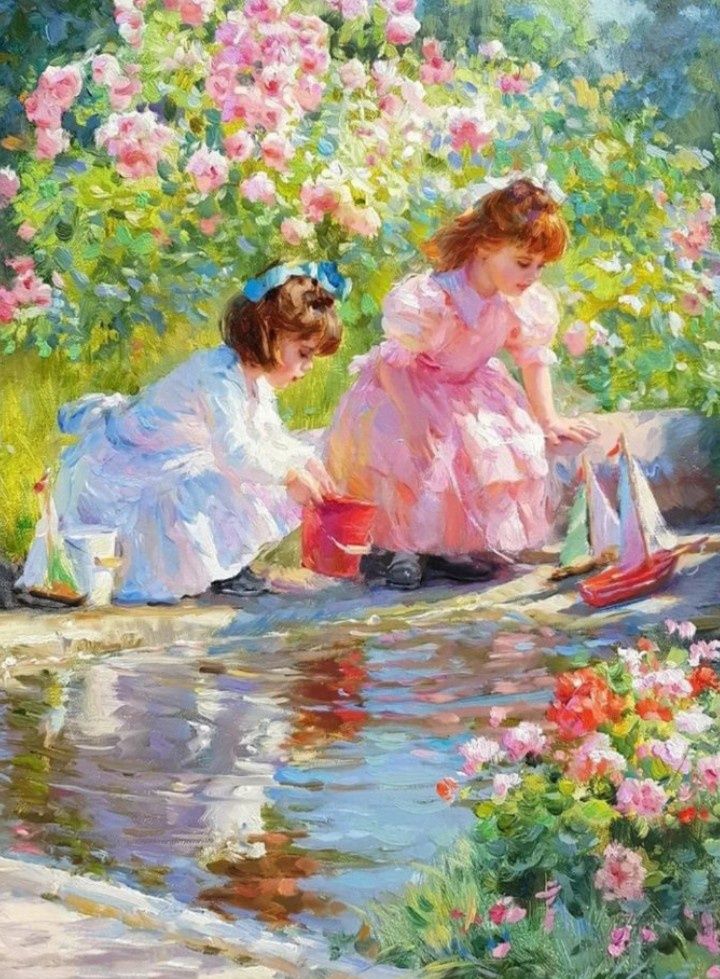 Подружки в саду алмазная вышивка 5D 30x40cm