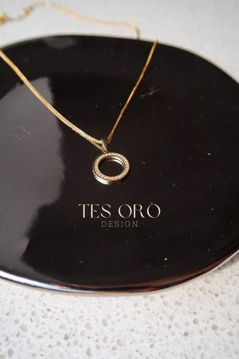 Złota Zawieszka Koło z Cyrkoniami | Próba Złota 585