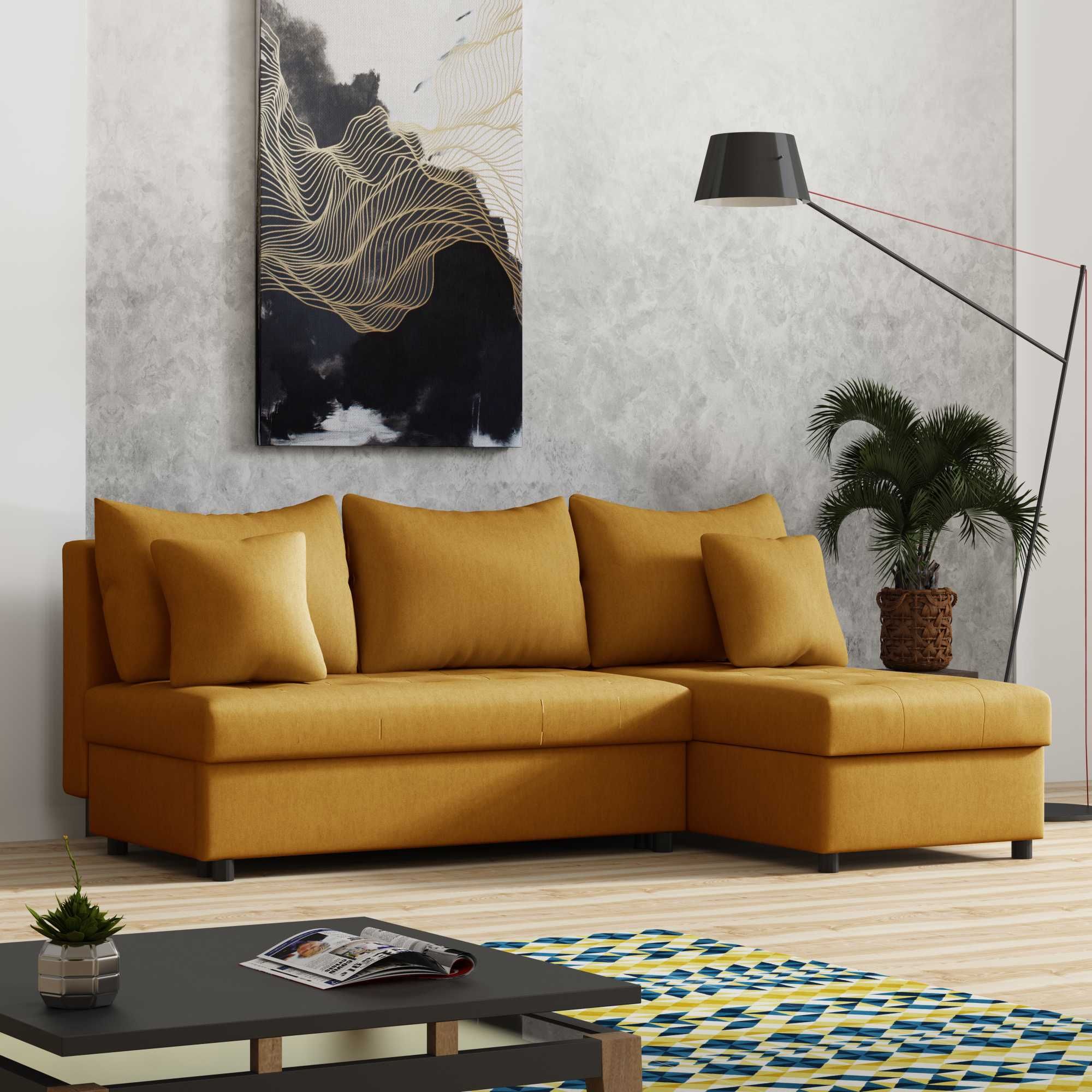 Narożnik rozkładany WELUR darmowa dostawa Poduszki Wypoczynek Sofa
