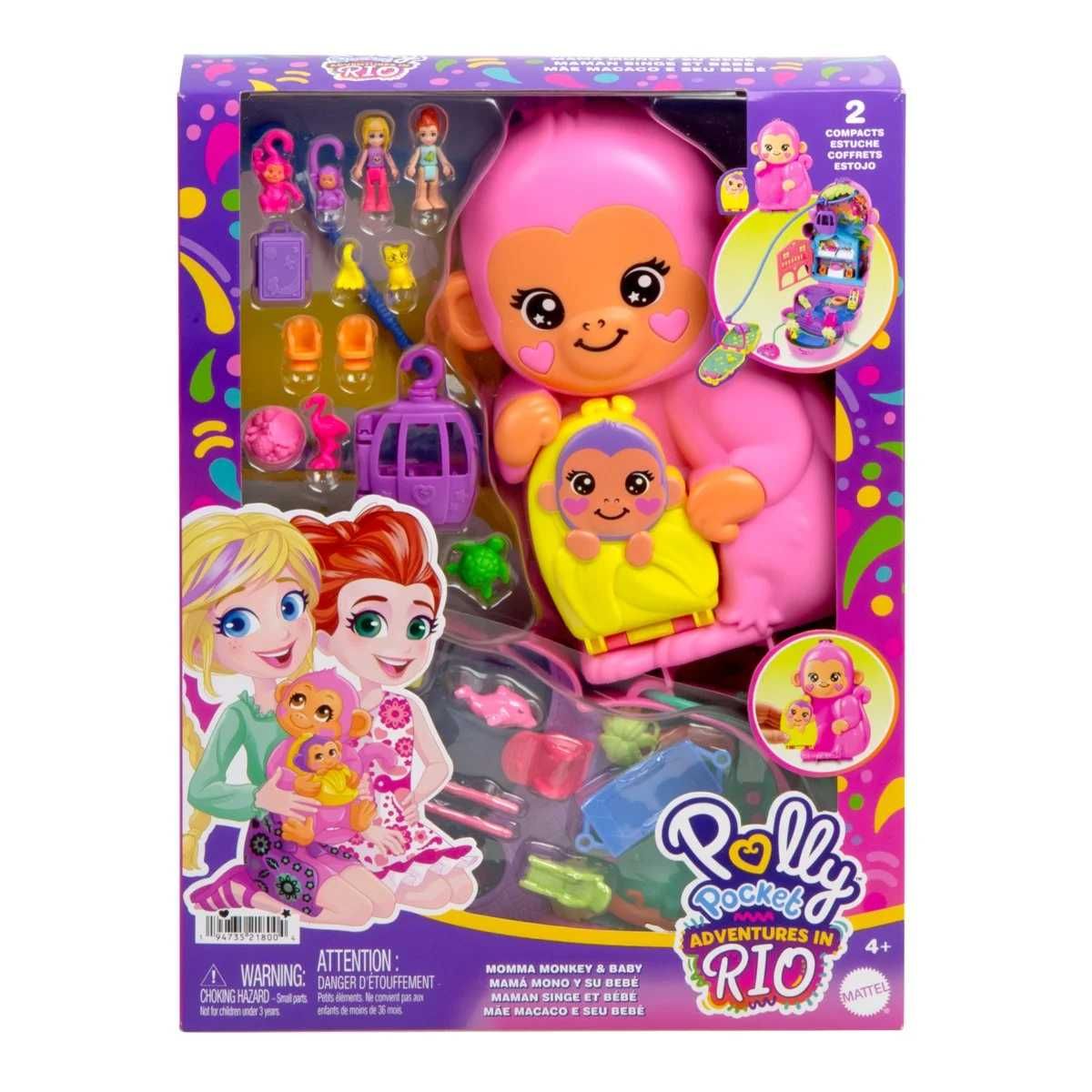 Nowa Mattel Polly Pocket Adventures in Rio Monkey Baby Prezent Dziecka