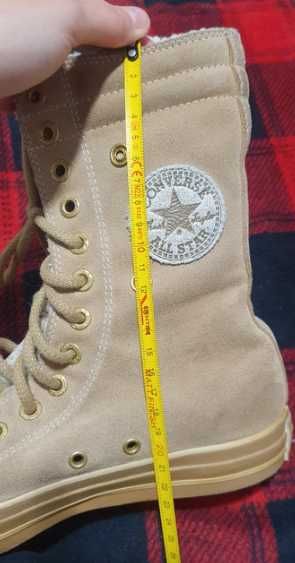 Buty trampki Converse beżowe, długie, ocieplane, zimowe