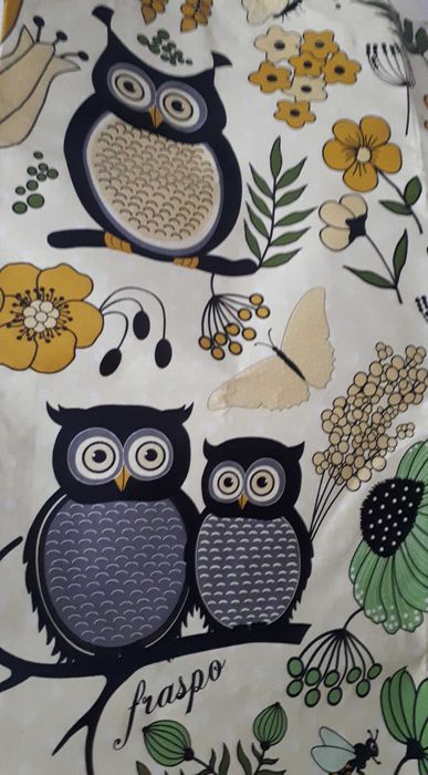 Torba zakupowa żółta w sowy i motywy roślinne