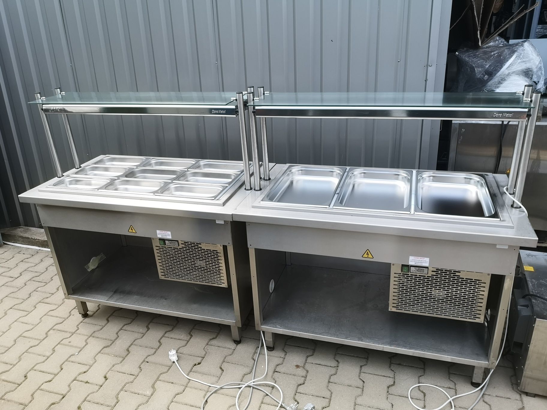 Ciąg gastronomiczny grzewczy i chłodniczy plus witryna Dora Metal