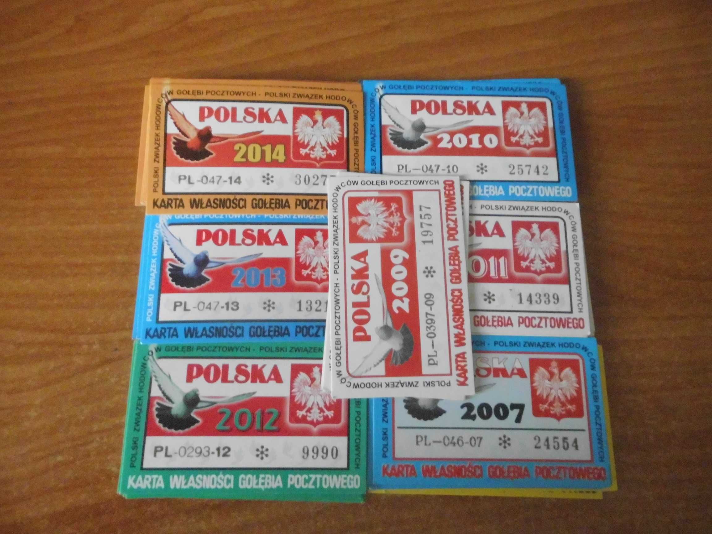 Obrączki i karty dla gołębi