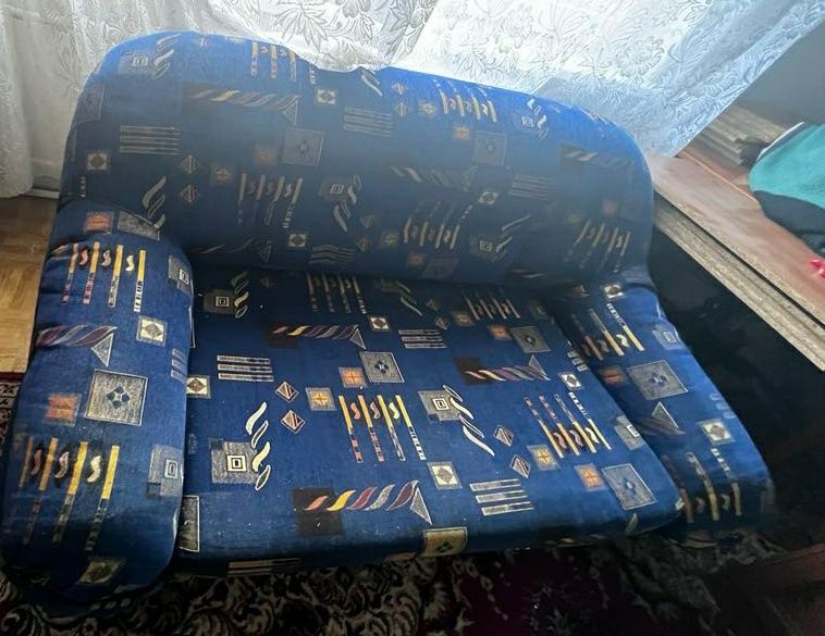 Kanapa sofa z opcją spania łóżko rozkładane granat 170x90x100cm