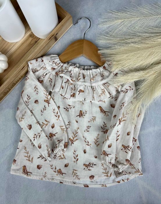 Bluzka bawełniana w ptaszki rozmiar 86 handmade