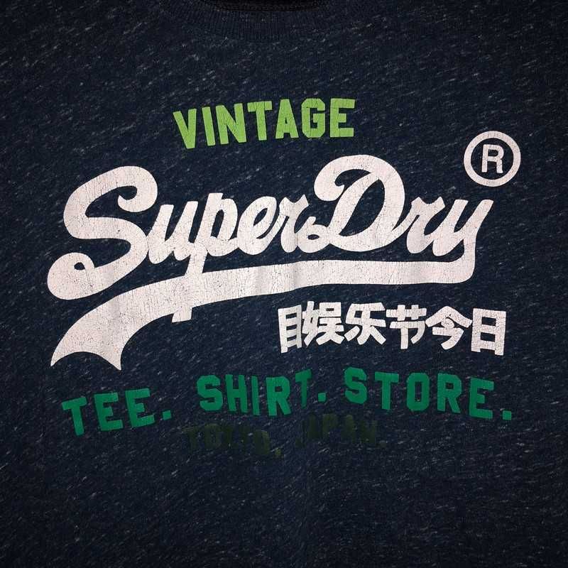 Granatowa koszulka T-shirt z nadrukiem Superdry Vintage [M]