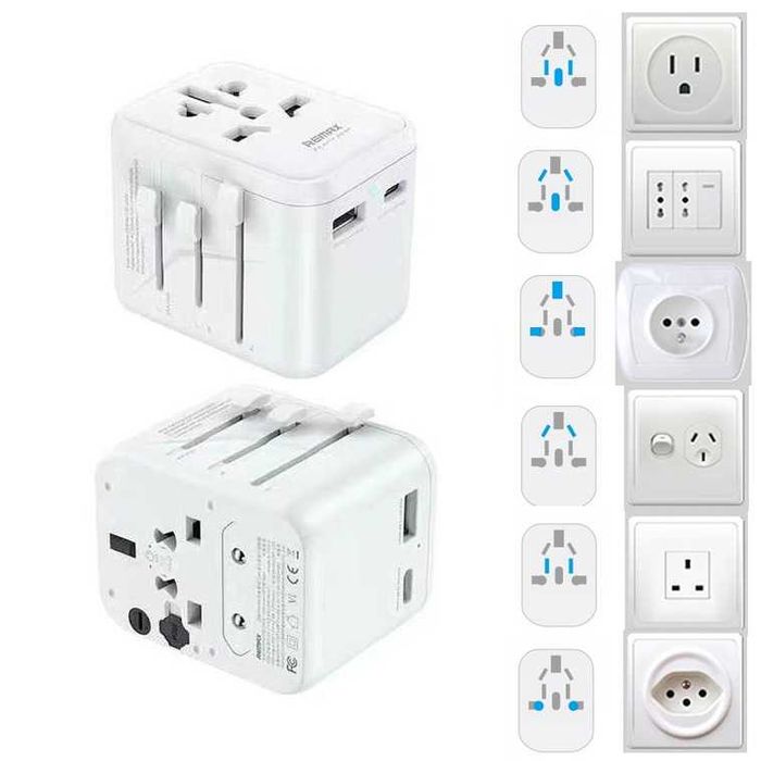 Adapter Podróżny Przejściówka Gniazda Świata PL USA UK Chiny Australia