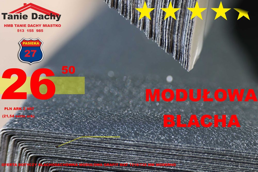 Blachodachówka modułowa  grafit  mat na dach Moderno