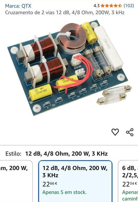 Crossover para colunas HiFi e automovel de duas vias NOVO par