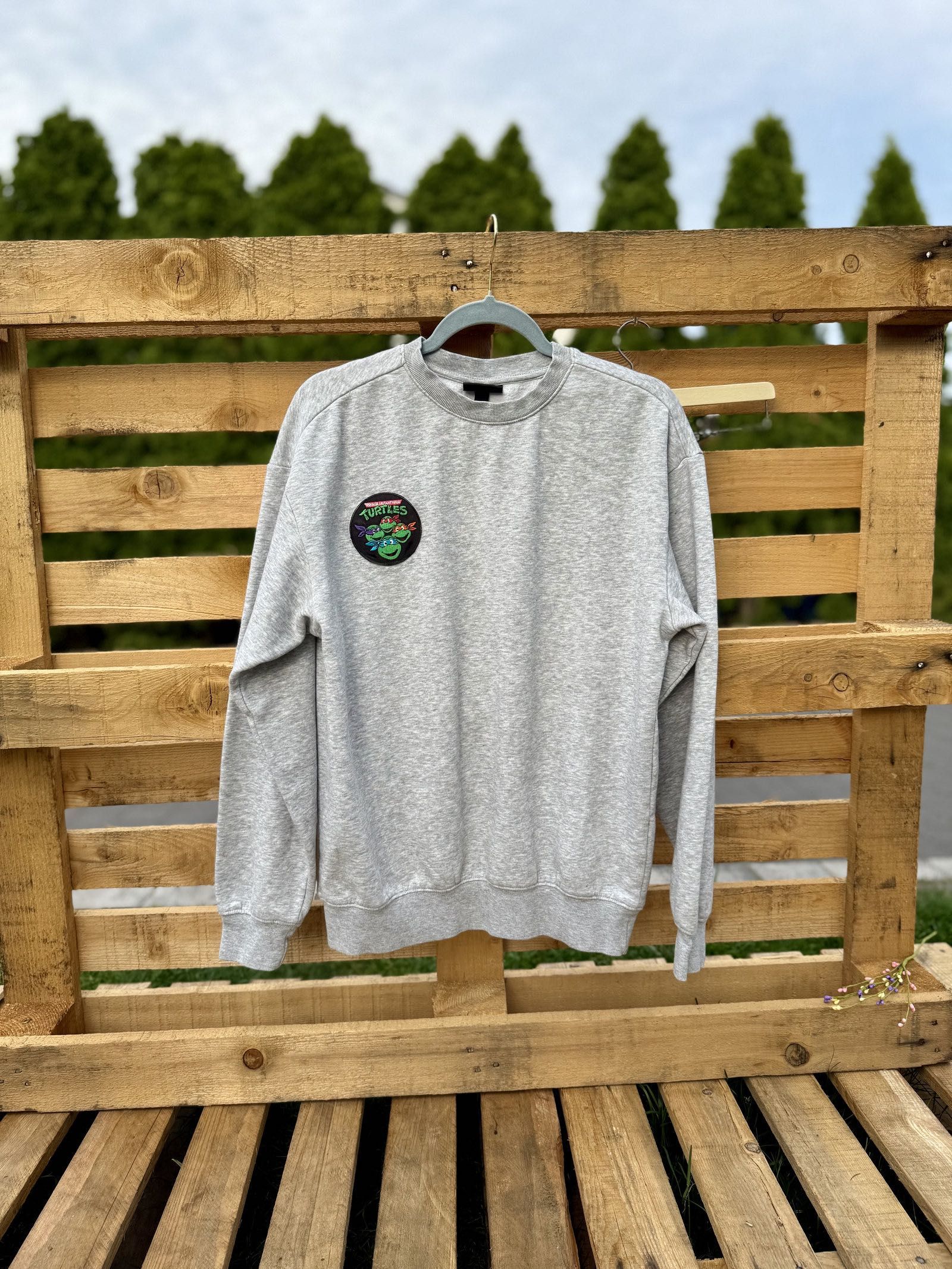 " Męska Bluza H&M Relaxed Fit || Szara || Żółwie Ninja " XS/S