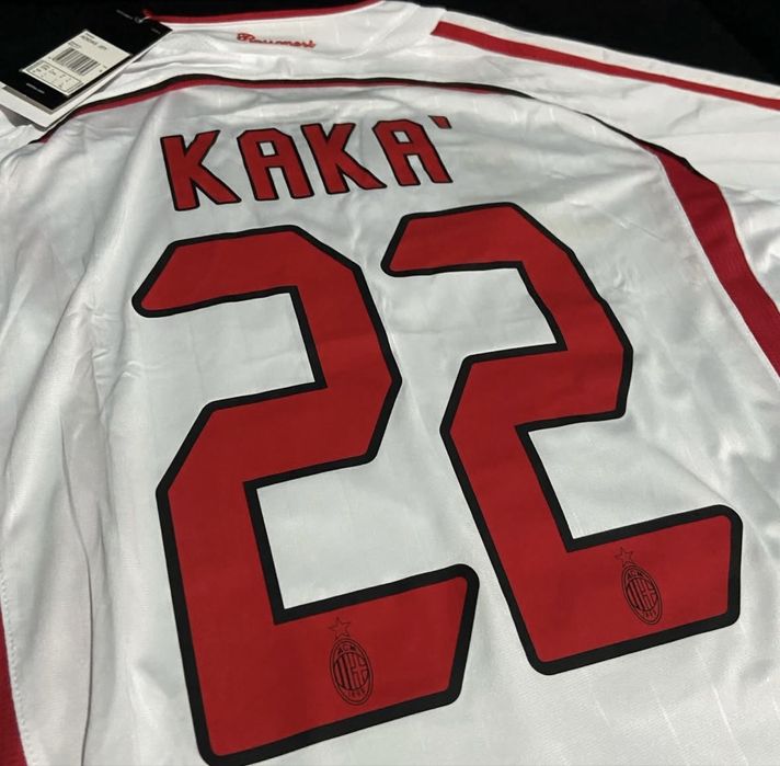 Camisola Retrô Milan Branco Manga Comprida 2007 Kaká UCL Envio Rapido