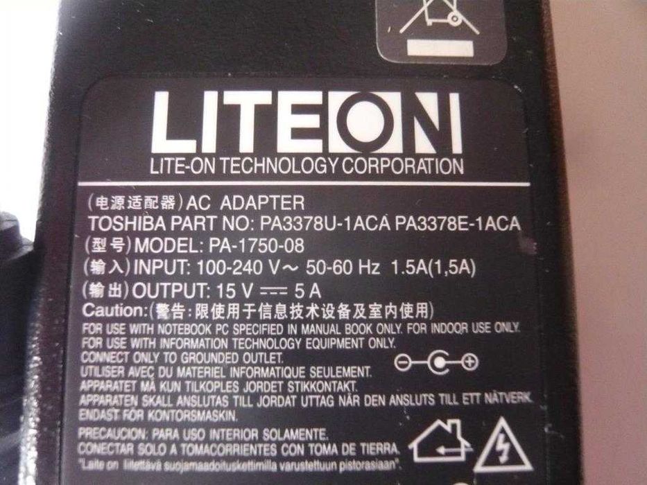 Carregador Liteon PA-1750 (15 V; 5A; 75 W)