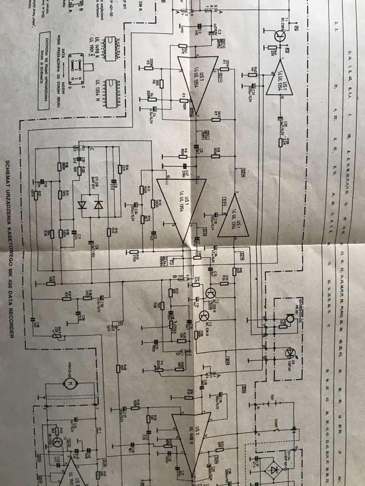 UNITRA Stary magnetofon MK 450 Data Recorder schemat czasy PRL