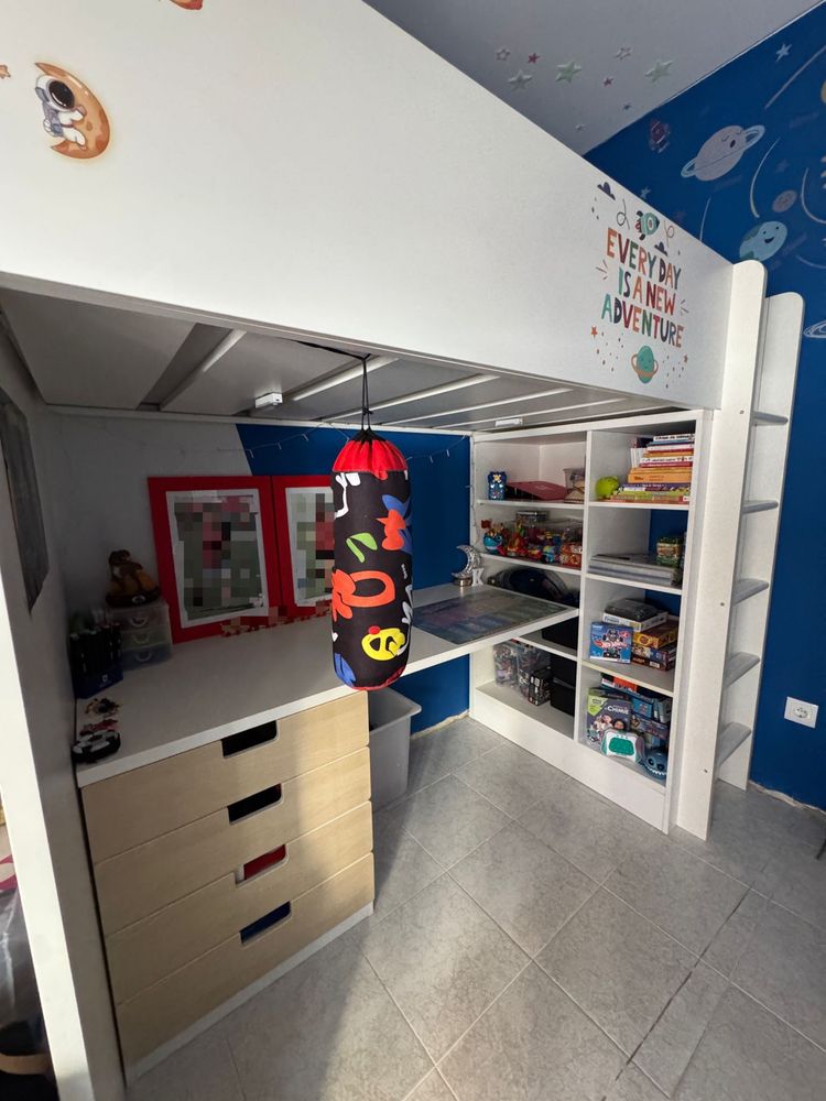 Cama Alta SMÅSTAD da IKEA com 4 Gavetas – Branca – Bom Estado