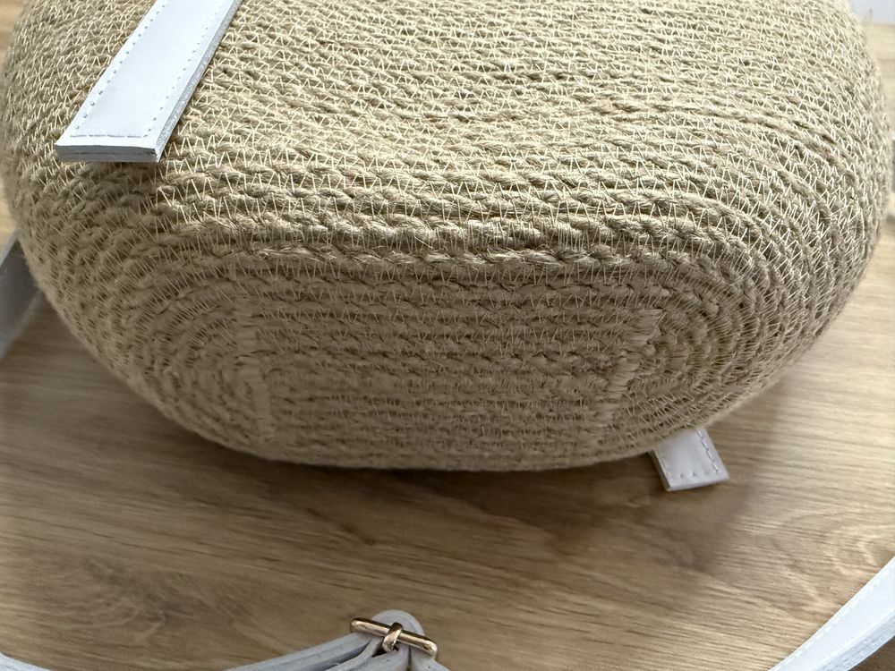 Torebka koszyk juta i skóra naturalna