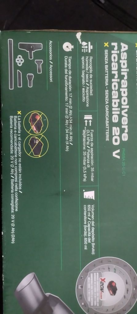 Aspirador sem fios a bateria 20V Parkside
