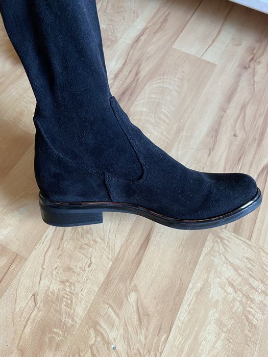 Kozaki Caprice czarne stretch- płaski obcas