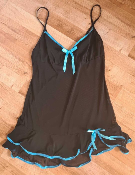 Charmever sexi koszulka nocna halka tunika kokardki S/M