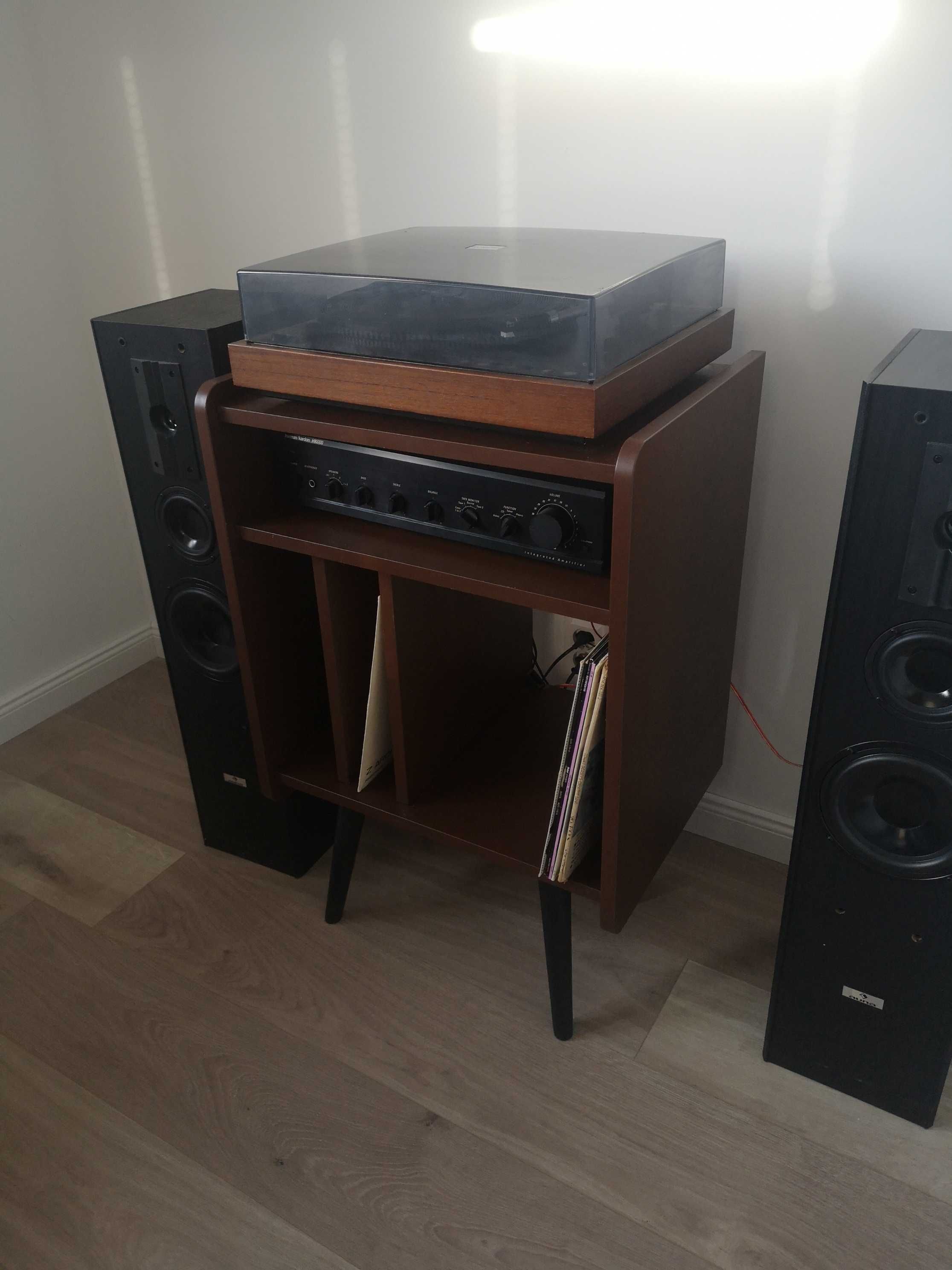 Retro szafka pod gramofon z wzmacniaczem