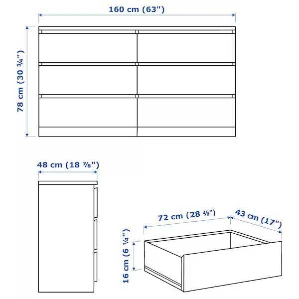 Malm Komoda 6 szuflad Ikea  biała 160x78 Nowa w kartonach