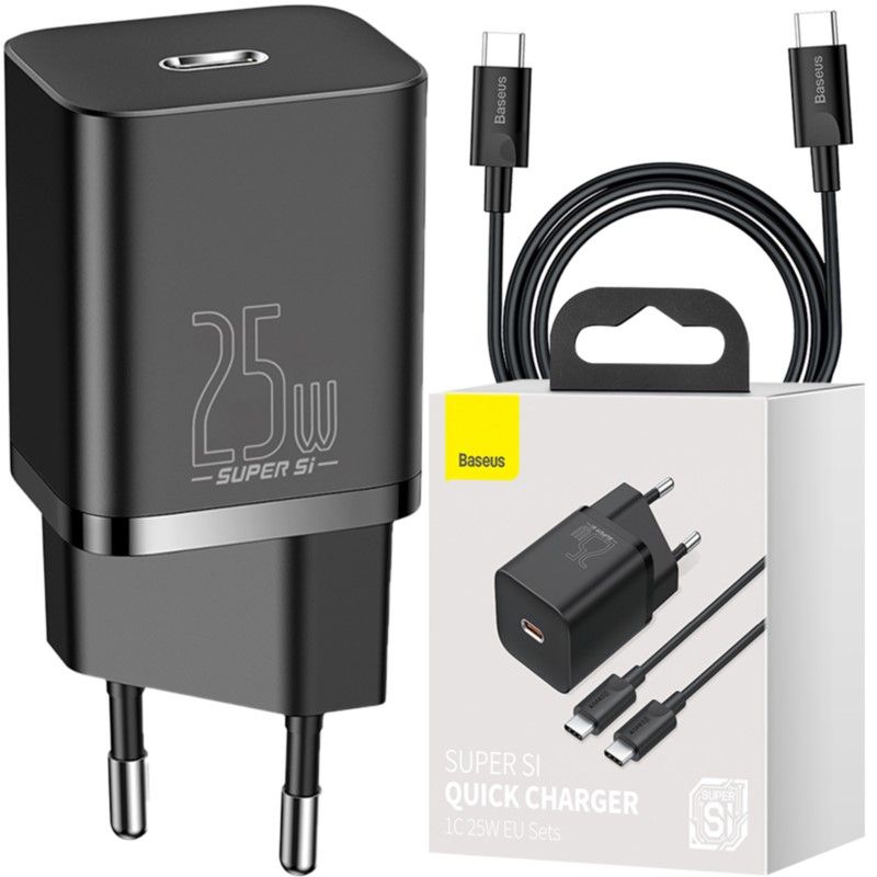 Baseus Ładowarka Sieciowa Usb-C Pd 25W + Kabel Usb : Kolor - Czarny