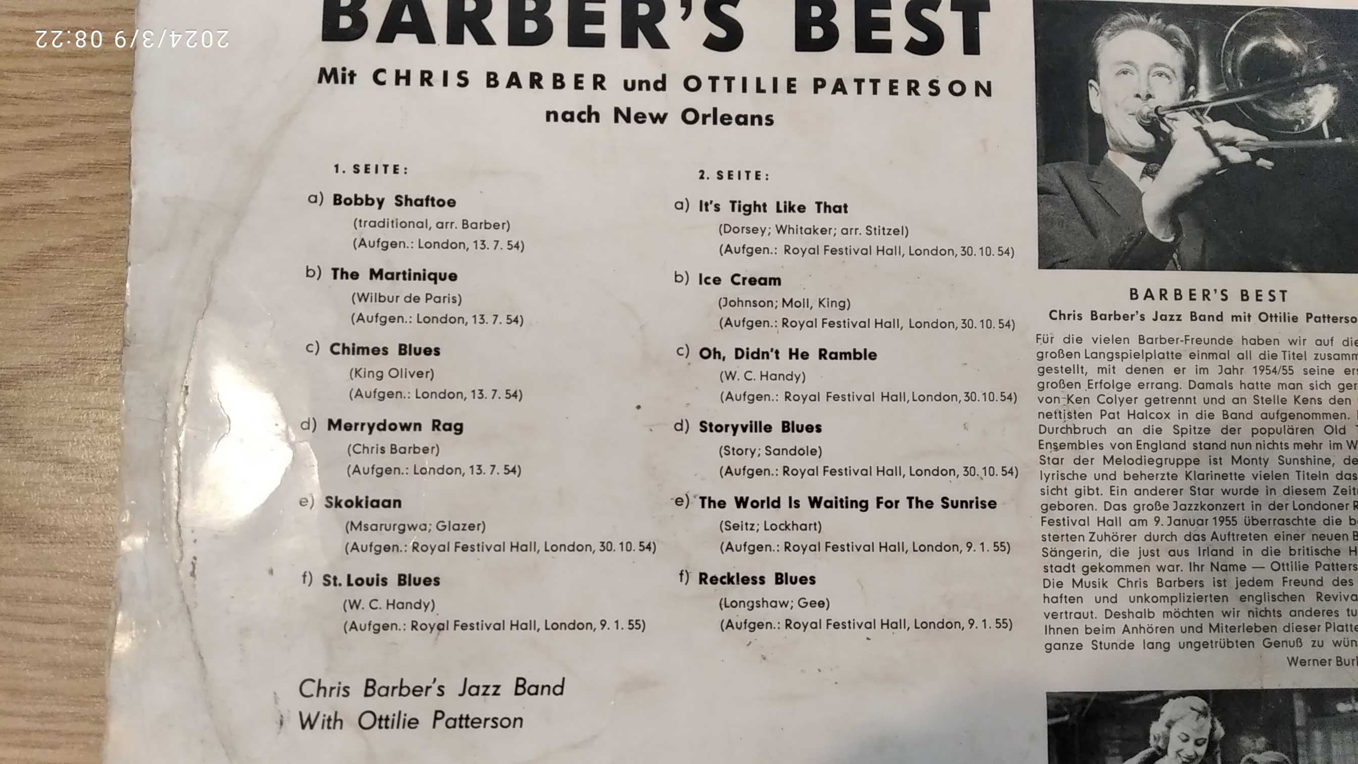 Winyl Barber's Best Ottilie Patterson VG