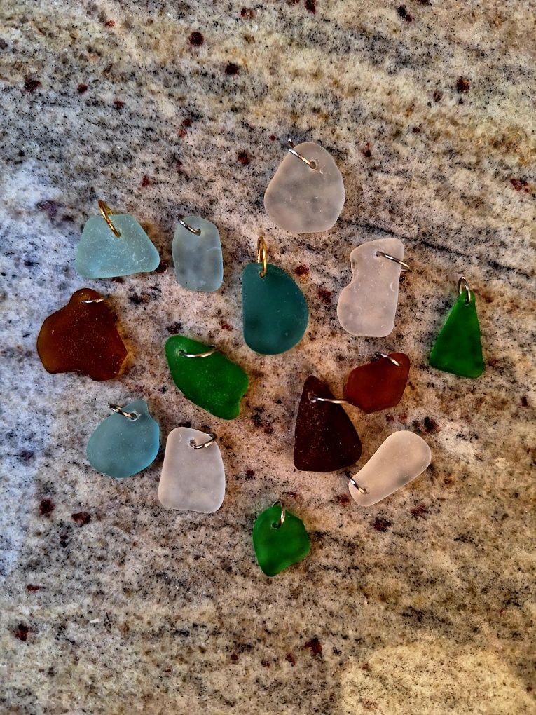Zawieszka sea glass morskie szkło do naszyjnika biżuteria handmade