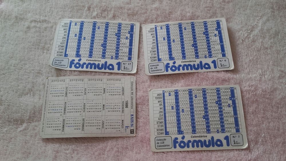 Quatro calendarios Fórmula 1
