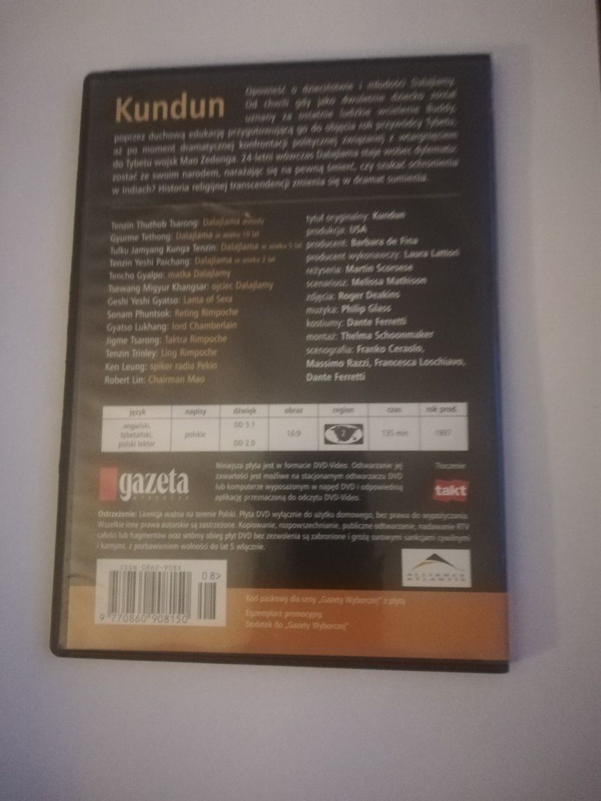 Płyta DVD film Kundun 1997 Scorsese Dalajlama lektor