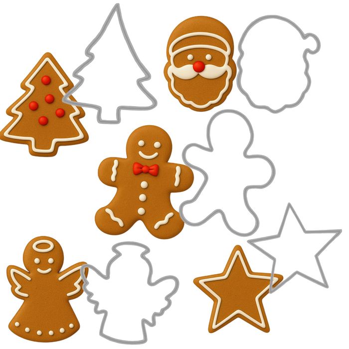 Zestaw świątecznych foremek - 5 SZT | Do ciastek, pierników i mas