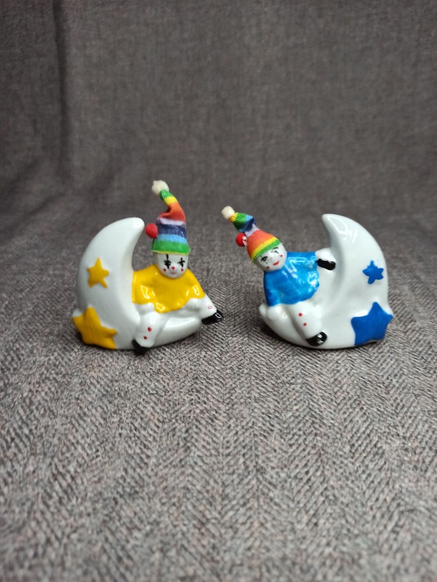 Ceramiczna figurka para klaun clown vintage Tajwan księżyc klauny cyrk