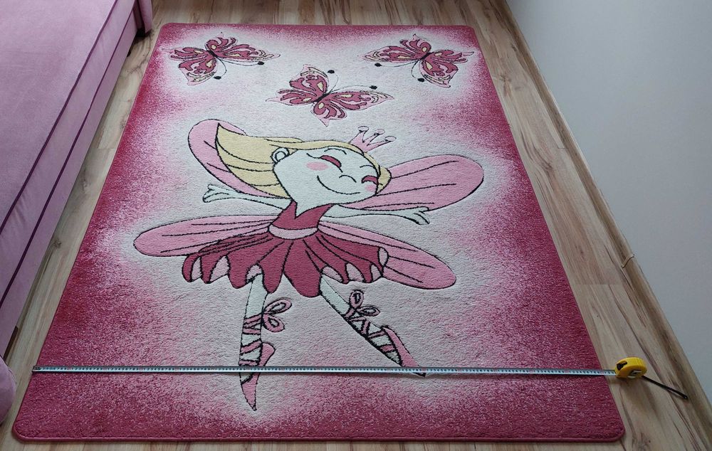 Dywan dziecięcy, różowy, KSIĘŻNICZKA, baletnica, motyl 160 x 220 cm