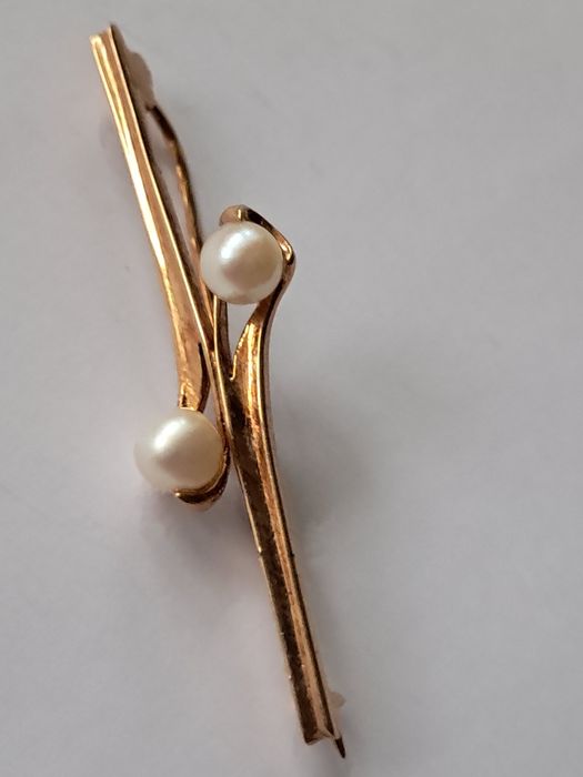 Warmet złota broszka z perłą próba 3