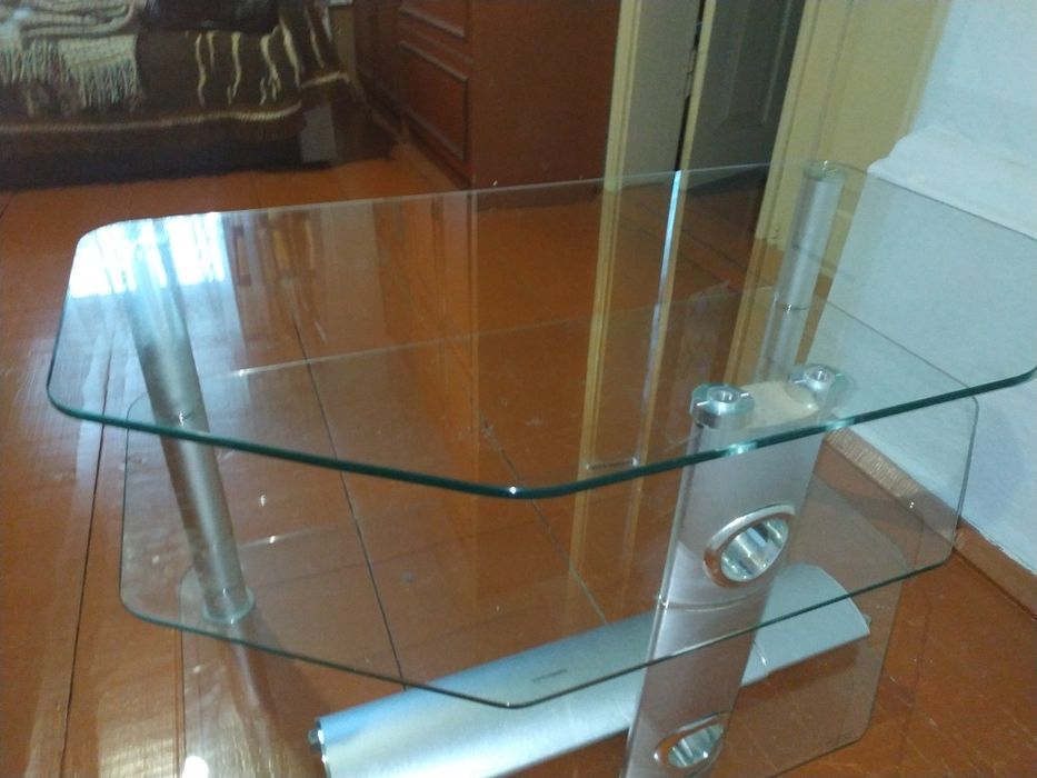 Тумба под телевизор Halber стекло Tempered. Столик  журнальний.