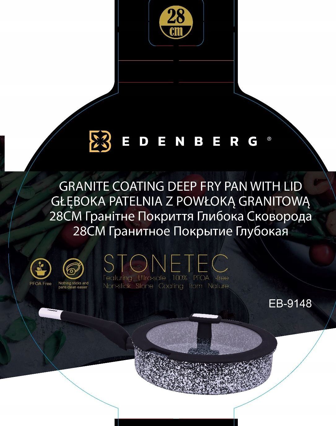Patelnia tradycyjna Edenberg 28 cm non-stick (nieprzywierająca)