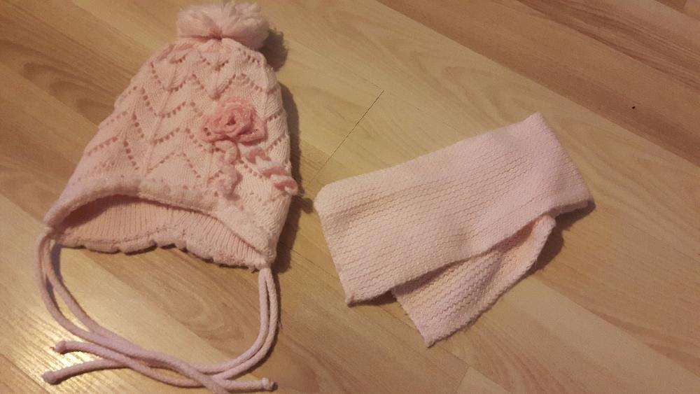 Zestaw czapka + szalik dla dziewczynki 1,5-2 latka Obw. 40 cm