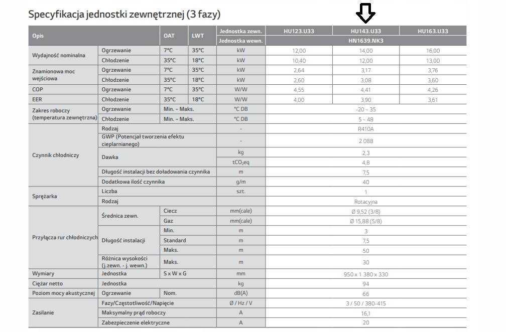 Pompa ciepła LG Split 14 kW HU143MA/ HN1636M Therma V 3-F