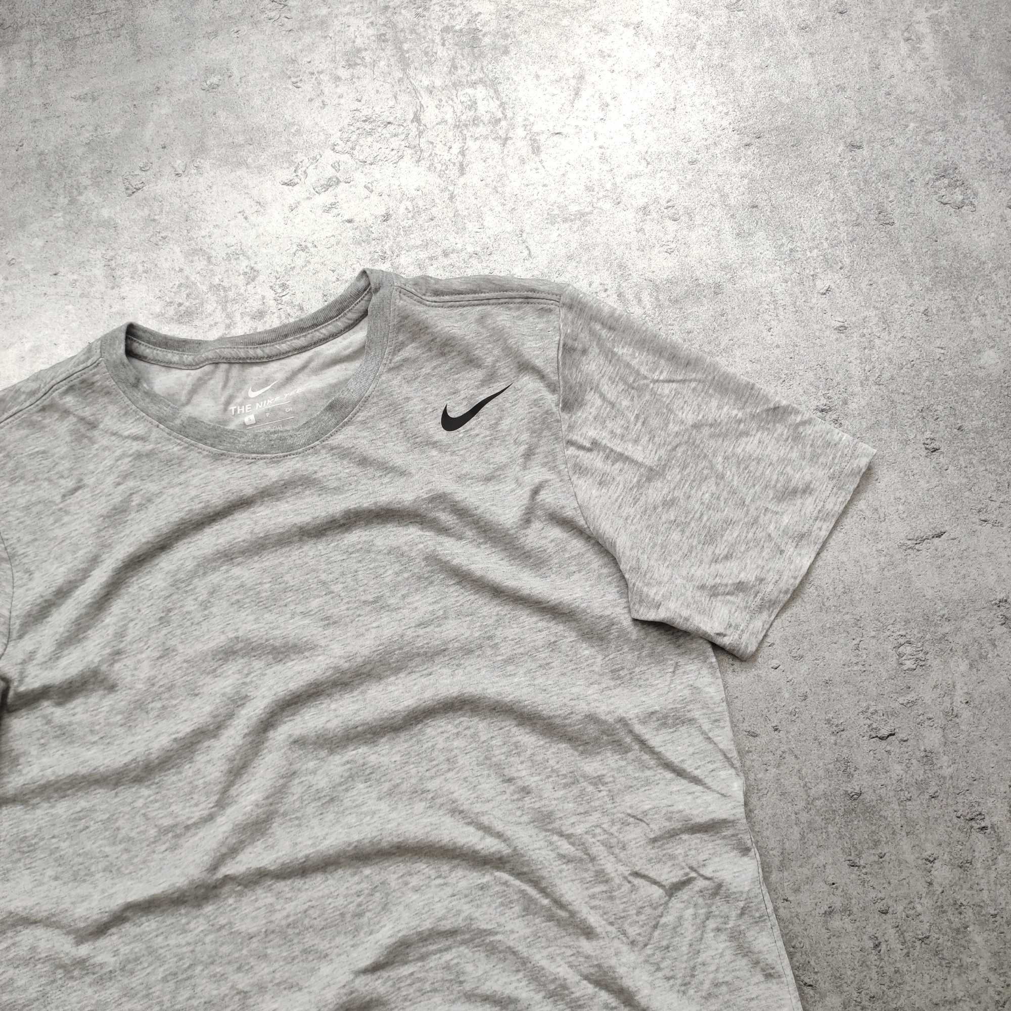 MĘSKA Koszulka PREMIUM Szara Lekka Dri-Fit Trening Nike Logo Siłownia