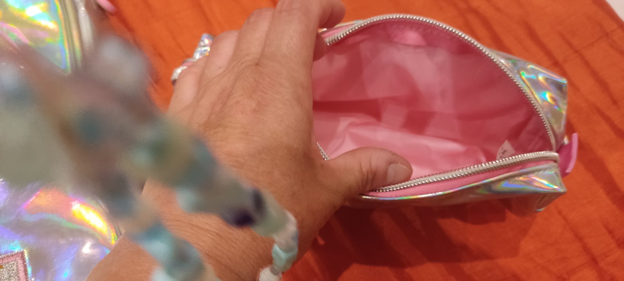 Mochila + lancheira+ estojo "Girl Power" holográfica