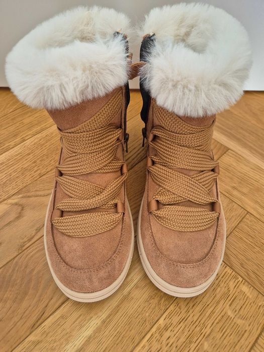 Buty zimowe dziewczęce brązowe GEOX Rozmiar 34