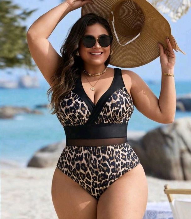 Купальник сдельный большого размера леопардовим принтом XXXL 
Купальни