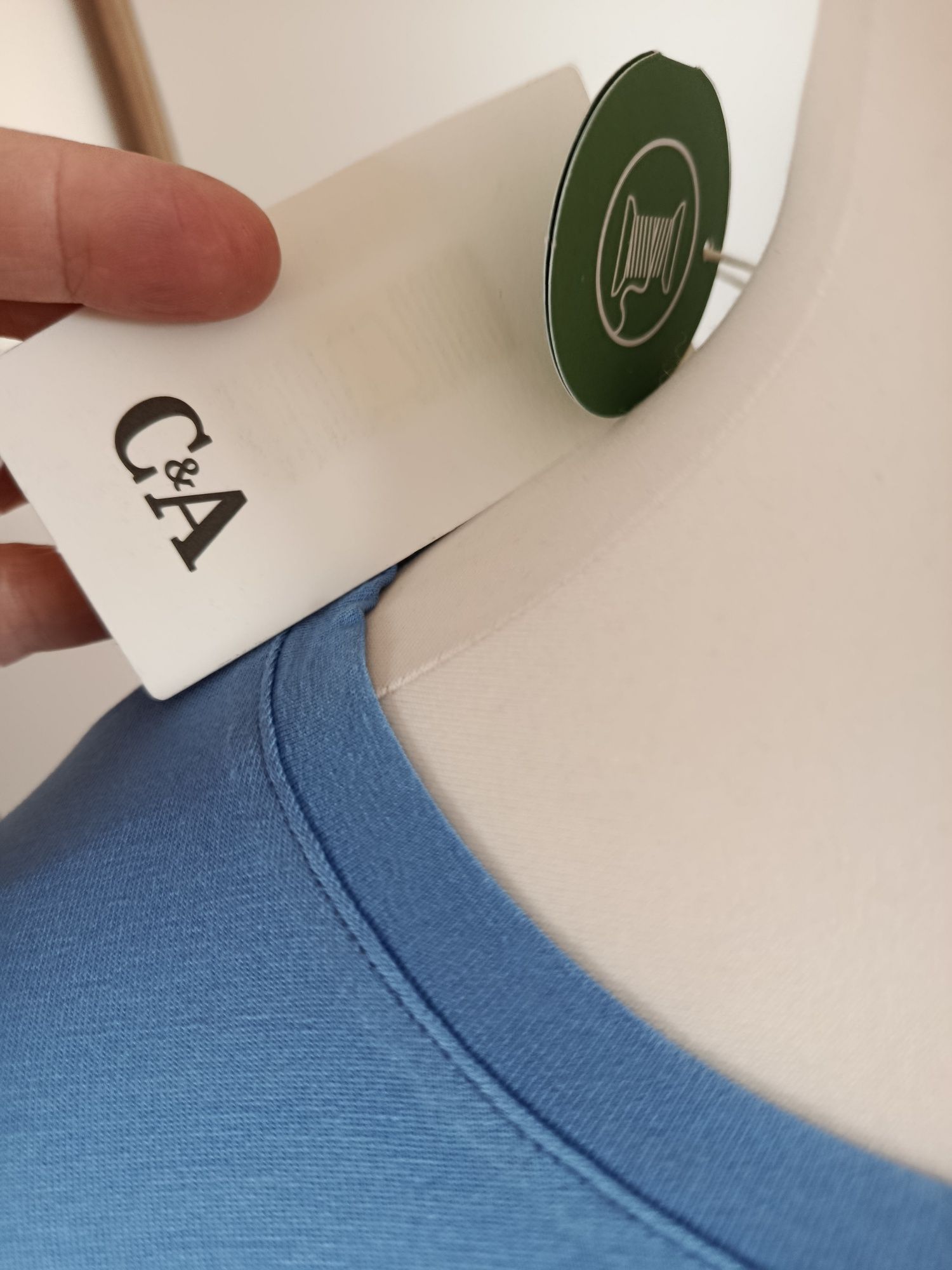 Nowa niebieska bluzka damska z krótkim rękawem C&A bawełna rozmiar 48