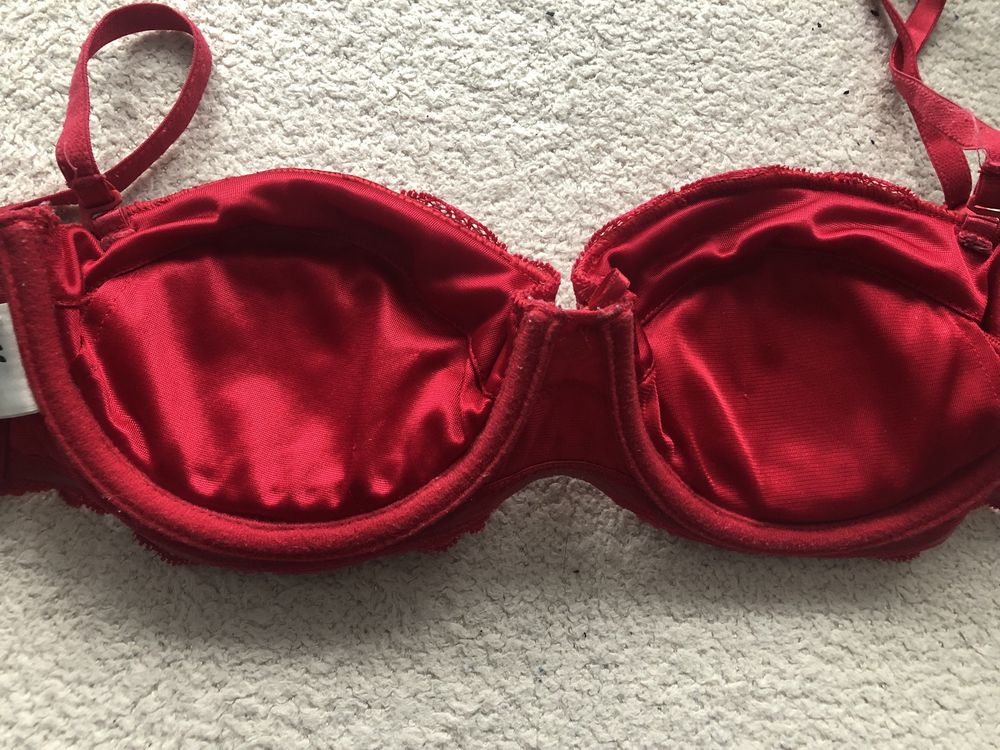 Biustonosz/stanik/ bardodtka 75 C czerwony/malinowy h&m push up